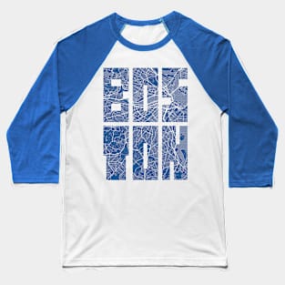 Boston, USA City Map Typography - Blueprint Baseball T-Shirt